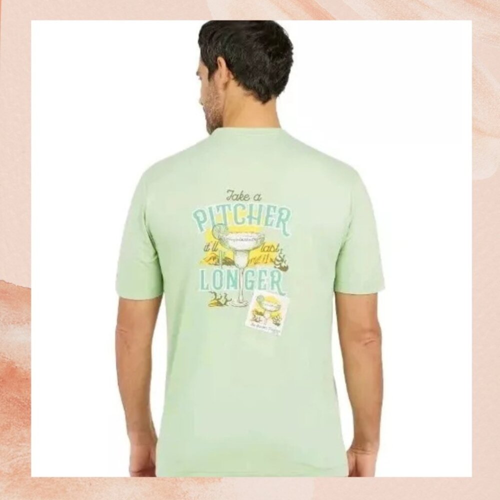 Chaps Light Sage Men's Take A Pitcher Performance Graphic Tee w/ Drink Coozy